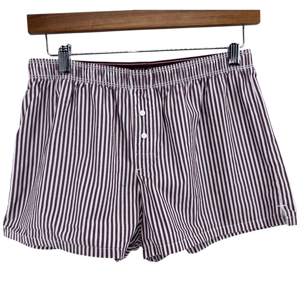 Pink by Victoria’s Secret Cotton Boxy‎ PAJAMA SHORTS Sz S Wild Rose Stripe Print
